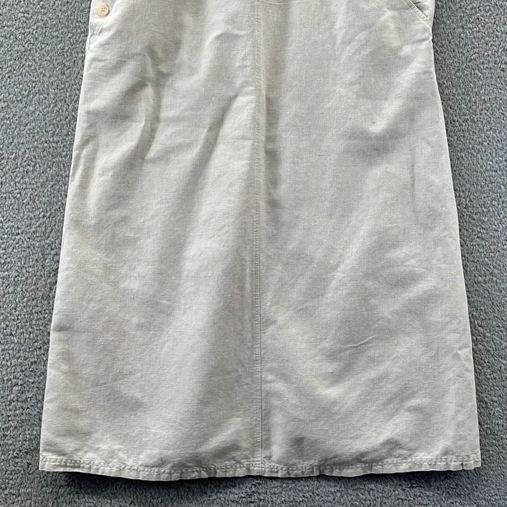 Vintage 90s Linen Blend Pinafore Jumper Maxi Dress Sleeveless Overall Indie - Picture 7 of 14